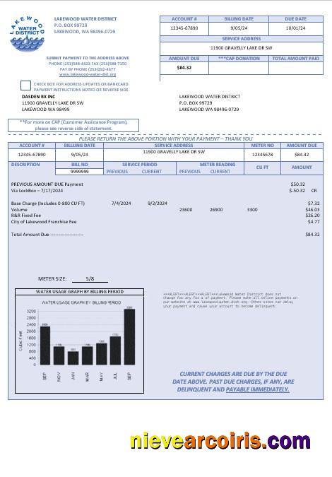 USA Lakewood Water District business utility bill